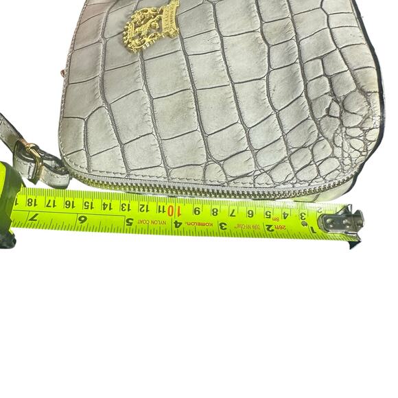 Pratesi Volterra Cream Croc Embossed Italian Leather Crossbody Bag - Picture 6 of 10